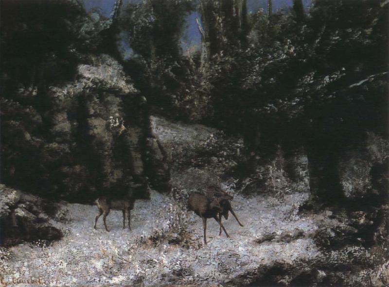 Gustave Courbet Injured deer in the snow